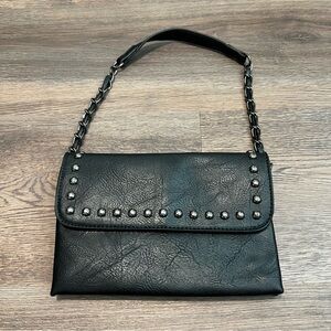 Sam & Hadley studded faux-leather shoulder bag in black